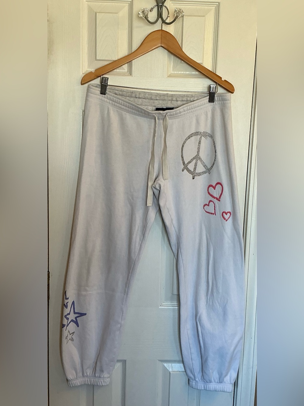 Vintage Pink Victoria's Secret white sweatpants with decorative graphics Size M